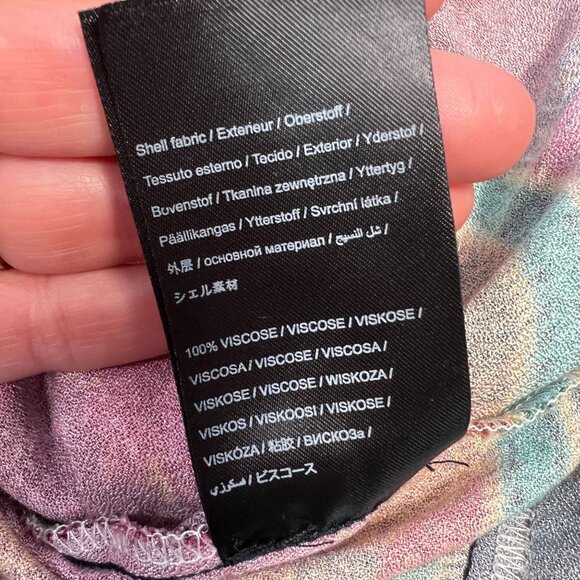 Farm Rio Mixed Patchwork Midi Dress Boho Floral Long Sleeve Tie Waist XS - Picture 16 of 16